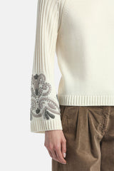 MANICO WHITE EMBROIDERED MOCK-NECK PULLOVER