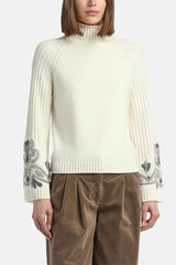 MANICO WHITE EMBROIDERED MOCK-NECK PULLOVER