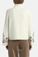 MANICO WHITE EMBROIDERED MOCK-NECK PULLOVER