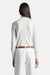 MARATEA WHITE FLOUNCES HENLEY SWEATER