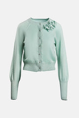 MARIPOSA MINT GREEN FLORAL WOOL-BLEND CARDIGAN