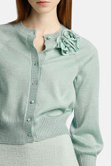 MARIPOSA MINT GREEN FLORAL WOOL-BLEND CARDIGAN