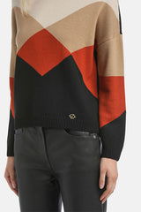 MENZI BEIGE COLOR-BLOCK PULLOVER