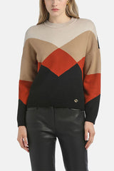 MENZI BEIGE COLOR-BLOCK PULLOVER