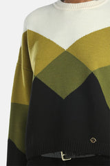 MENZI GREEN COLOR-BLOCK PULLOVER