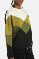 MENZI GREEN COLOR-BLOCK PULLOVER