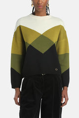 MENZI GREEN COLOR-BLOCK PULLOVER