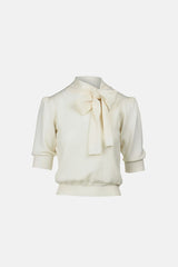 MIMO WHITE BOW SWEATER