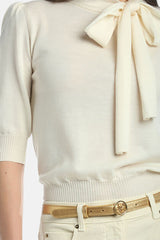 MIMO WHITE BOW SWEATER