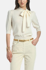 MIMO WHITE BOW SWEATER