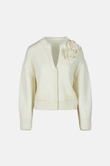 MONTECARLO WHITE APPLIQUÉ CARDIGAN