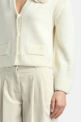 MONTECARLO WHITE APPLIQUÉ CARDIGAN