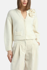 MONTECARLO WHITE APPLIQUÉ CARDIGAN