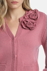 MONTECARLO PINK APPLIQUÉ CARDIGAN