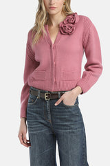 MONTECARLO PINK APPLIQUÉ CARDIGAN