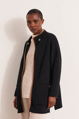 NAMPO MINIMALIST BLACK OPEN-FRONT COAT