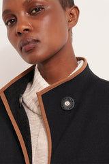 NAMPO MINIMALIST BLACK OPEN-FRONT COAT