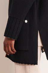 NAMPO MINIMALIST BLACK OPEN-FRONT COAT