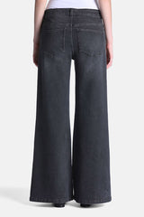 OLLA LOGO EMBELLISHED WIDE LEG JEANS