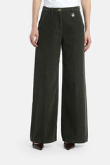 ORLATO GREEN WIDE-LEG CORDUROY TROUSERS