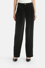 ORTOLANO BLACK RELAXED-FIT CORDUROY TROUSERS