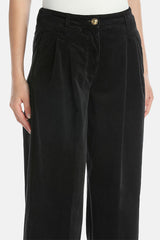 ORTOLANO BLACK RELAXED-FIT CORDUROY TROUSERS