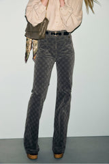 ANNA CHARCOAL FLARED VELVET JEANS