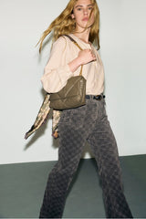 ANNA CHARCOAL FLARED VELVET JEANS