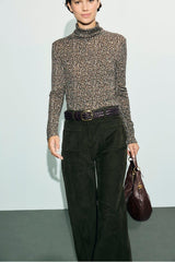 MAEL KHAKI GREEN CORDUROY FLARED JEANS