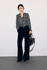 MYA BLUE WIDE VELVET SUIT TROUSERS