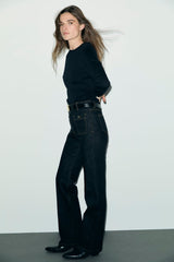 IVANA BLACK LARGE POCKETS STRAIGHT JEANS