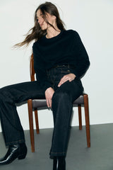 IVANA BLACK LARGE POCKETS STRAIGHT JEANS