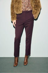 MAY REDWINE ELASTICATED BACK SLIM TROUSERS