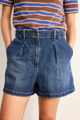 BLAKE DENIM PLEATED SHORTS