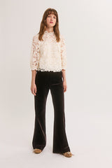 MAVY BROWN FLARED VELVET TROUSERS