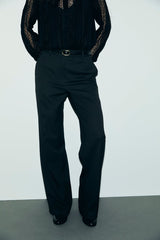 MEG BLACK STRAIGHT-CUT SUIT TROUSERS