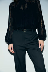 MEG BLACK STRAIGHT-CUT SUIT TROUSERS