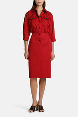 PALGIO RED SHIRT DRESS