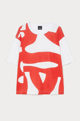 PALPITI RED WAVE PRINT T-SHIRT
