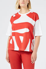 PALPITI RED WAVE PRINT T-SHIRT