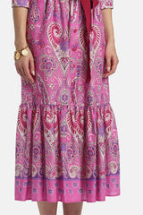 PAMPA FUSCHIA PAISLEY MIDI SHIRT DRESS