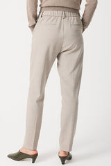 BEIGE ELASTICATED WAIST TROUSERS