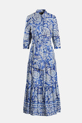 PANDORO BLUE PAISLEY PRINT SHIRT DRESS
