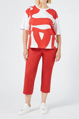 PANINO RED SLIM COTTON TROUSERS