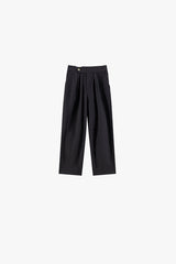 PENELOPE BLACK COTTON RELAXED STRAIGHT TROUSERS