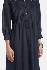 PARISI BLUE EMBROIDERED TUNIC DRESS