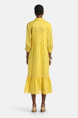 PARISI YELLOW EMBROIDERED TUNIC DRESS