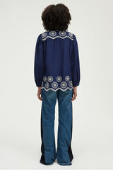 URATHA EMBROIDERED COTTON BLOUSE