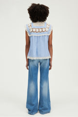 UTHIA BLUE BRAIDED LACE SHIRT