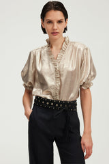 UMBERTA GOLD-TONE RUFFLED BLOUSE